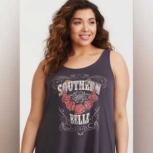 DARK GREY 'SOUTHERN BELLE' SLUB TANK